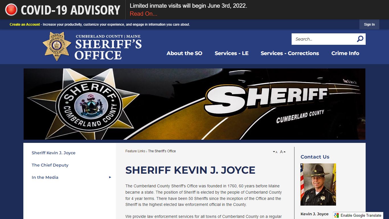 Sheriff Kevin J. Joyce | Cumberland County Sheriff - Official Website