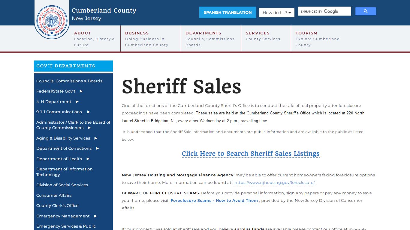 Sheriff Sales - Cumberland County, New Jersey (NJ)